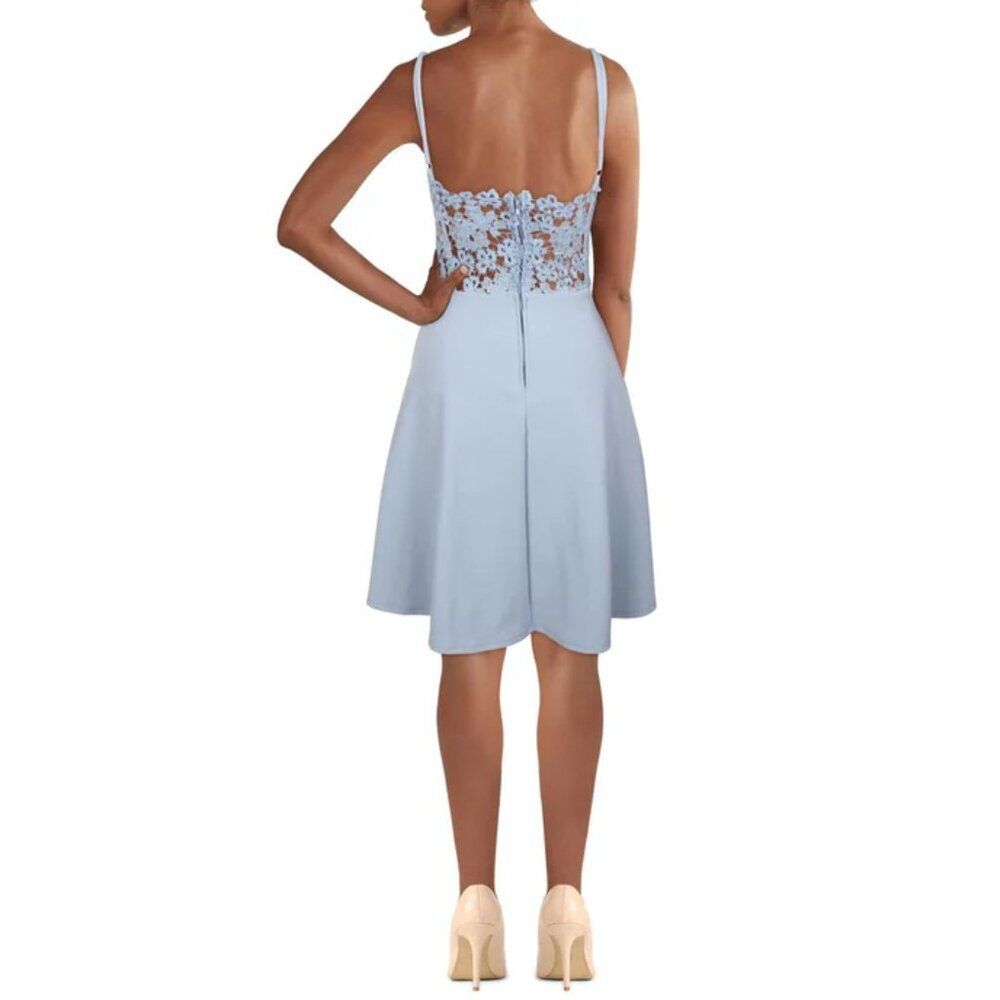 NEW City Studio crepe Fit Flare crochet lace back Sleeveless party Dress 11 NWT